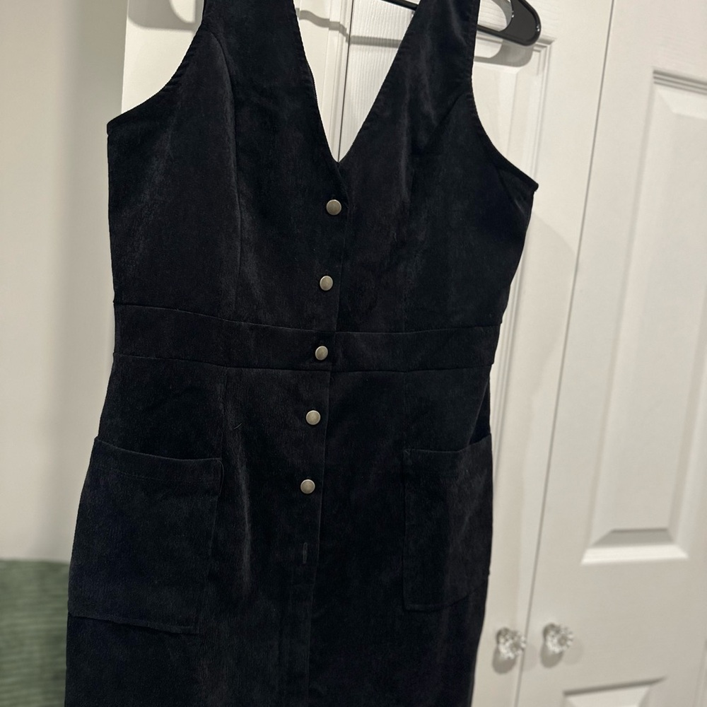 Francesca's Collections Black Button-Front Mini Dress